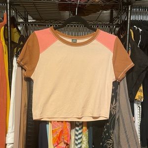 Colorblock Cropped T Shirt